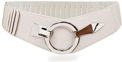 Gloop 6cm breiter Damen Gürtel Elastischer Taillengürtel, Hüftgürtel Stretch Gürtel mit Hakenverschluss (Beige 18900)