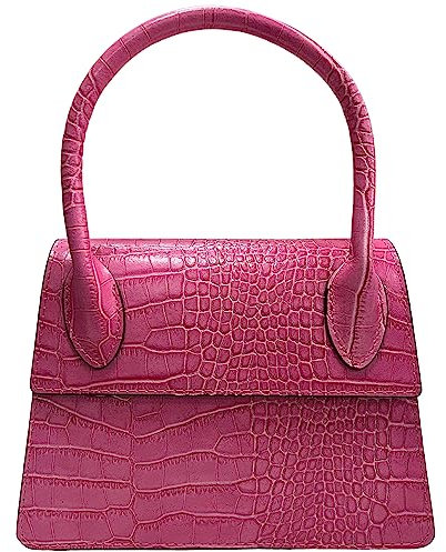 Modarno Sac à main femme trapèze en cuir véritable dollar 21x8x16 cm, Fuchsia coco, S