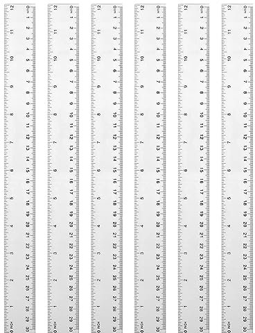 Kunststoff Lineal, 6 Stück, Transparentes Lineal für Schule, Büro, Zuhause (30cm)