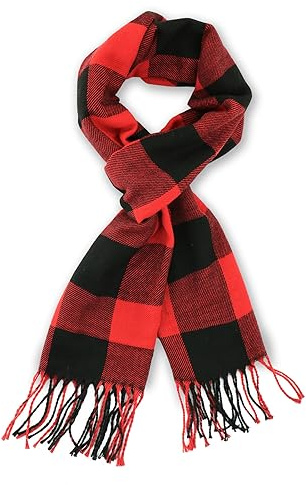 vimate Black Red Buffalo Checks Scarf, Super Soft LuxurioUK Cashmere Feel unisex for Men and Women Winter Scarf (UK-Black Red Buffalo Checks)