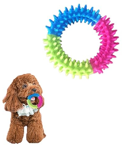 RTRTGS 1 Stück 360° Saubere Haustierzähne und Beruhigen Juckreiz Kleine Hunde Welpenspielzeug Ring Gummi Hund Kauspielzeug Mundgesundheit Welpe Interaktives Kauspielzeug