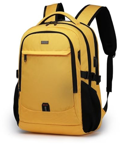 FANDARE Laptop Business Backpack Slim Durable Backpack with USB Charging Port Travel Cabin Backpack Work Bag Water Resistant College School Rucksack Work for Men & Women Fits 15.6 Inch Notebook Yellow