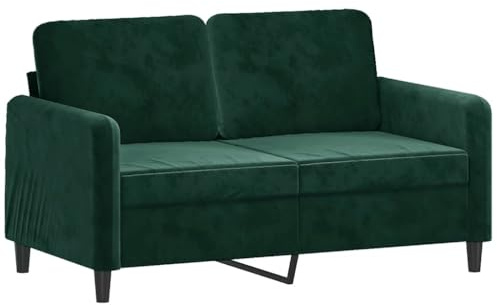 vidaXL 2-Seater Sofa - Dark Green Velvet Upholstered, Modern Design for Home, Lounge, Office - Comfortable Padded Seats and Armrests