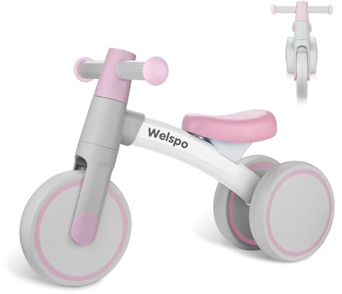 welspo Kinder Laufrad ab 1 Jahr, Balance Lauflernrad für 12-24 Monate, Spielzeug, Erst Rutschrad Fahrrad für Jungen Mädchen als Geschenke Pink