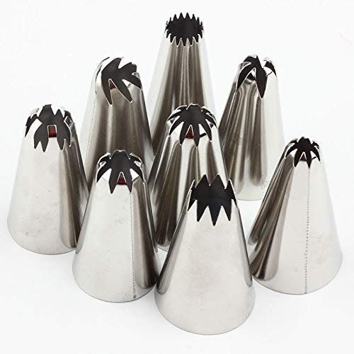 Outils de décoration de gâteaux, buses de piping p Douilles de glaçage for pâtisserie russe de grande taille, 8 pièces, pointe de décoration en acier inoxydable, décoration de gâteaux et cupcakes, acc