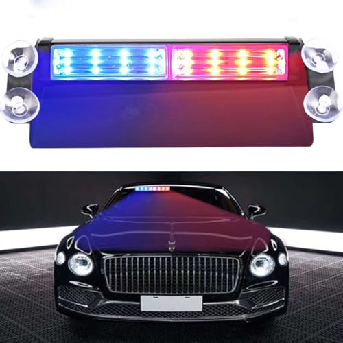 GKKBUFF LED Windshield Strobe Light Emergency Flashing Warning Light Beacon for Car/Rescue Vehicle/Truck/Engineering Vehicle/Steamship (Red Blue)