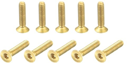 QUARKZMAN 24 Stück Senkkopf-Innensechskantschrauben, M2-0,4 x 10mm Messing Senkkopfschrauben Innensechskant-Antrieb Befestigungsschrauben