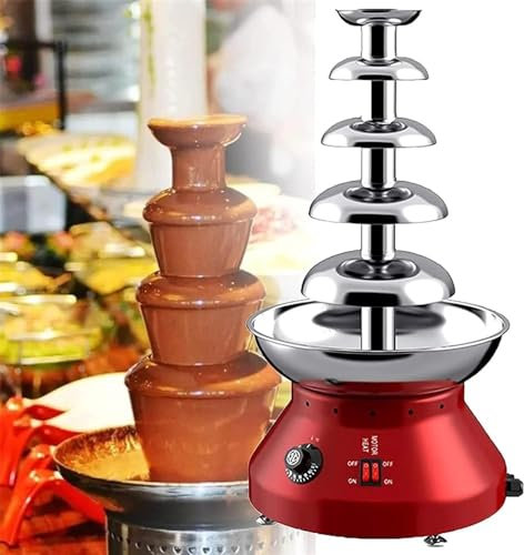 Fondue de fontaine de chocolat avec réglage de la température de 0~110 ℃, cascade de fondue plus chaude for fondeur de chocolat for équipement de buffet de mariage de fête 5 niveaux