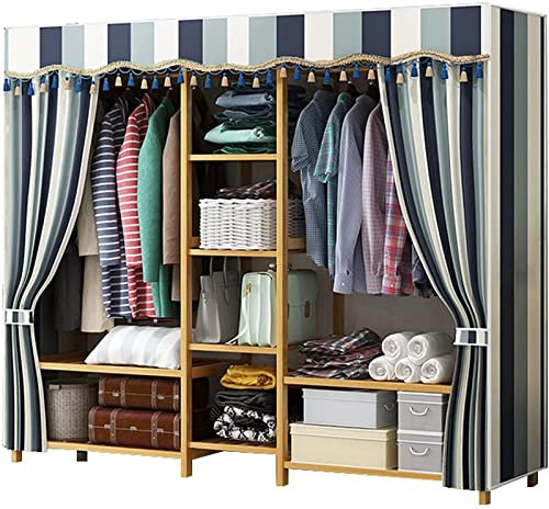 CZAOERXB Tragbarer Kleiderschrank, Stoffgarderobe, Schlafzimmergarderobe aus Stoff, Massivholzmontage, Hängegarderobe, Aufbewahrungsorganizer, offene Trennwände für Damenbekleidung, 165 x 4
