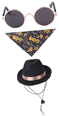 YARNOW Kostüm-Requisiten für Hunde und Katzen 3-in-1-set mit Hut Bandana und Brille für Das Urlaubs-Outfit Ihres Haustiers