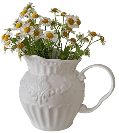 Hengqiyuan Keramik Vintage Rustikale Blumenvase Vintage Bauernhaus Vase 11.5Cm Hoch Mit Griff Für Hochzeit Garten Weihnachts Thanksgiving Geschenk Urlaubsdekoration