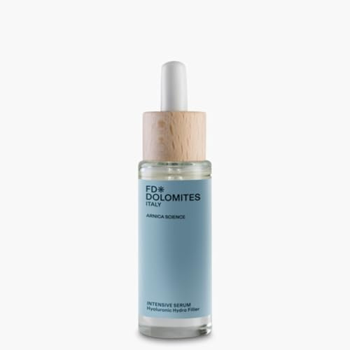 FD Dolomites Intensive Serum, Gocce di Acido Ialuronico puro al 100%, Siero filler ad azione immediata. Il Lifting che cancella gli Anni anche dal Contorno Occhi. Senza profumo. 30ml
