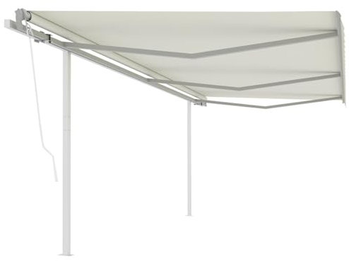 ShGaxin Toldo retráctil automático con Postes, Toldos Exterior, Toldo De Terraza, Toldo Enrollable Exterior, Toldos Verticales, Toldos para Patio, Crema 6x3 m