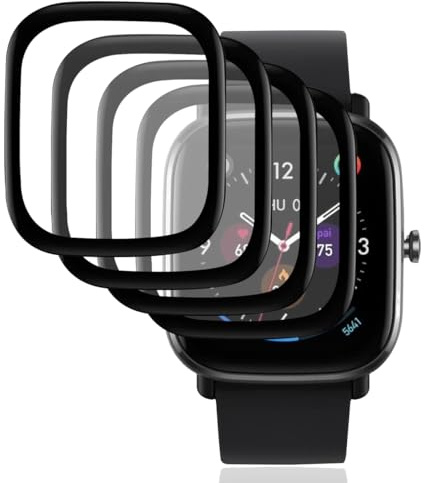 Gelaasso 4 Piezas Protector de Pantalla para Amazfit GTS 3 42mm | Dureza 9H, Antiarañazos, Antiburbujas, Alta definición, Antihuellas, 0.3mm Ultrafino
