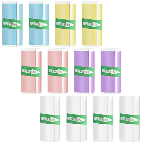 Rouleaux Papier Thermique,12 PCS Rouleaux Papier Thermique Auto-adhésif 57 x 25 mm Résistant à l'Eau pour Appareil Photo Enfant et Imprimante Thermique Papier Autocollant pour Corrections