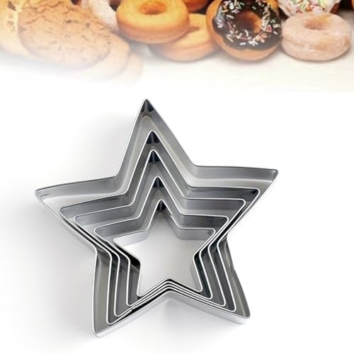 Okaywork 5 Pcs Pentagrama de cinco puntas, cortadores Pentagrama, cortadores de galletas de estrella de cinco puntas de acero, 11,5 cm, 9,5 cm, 7,5 cm, 5,5 cm, 4 cm, para niños moldes Pentagrama.