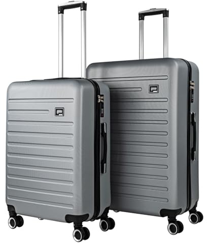 SKPAT - Juego Maletas De Viaje rígidas Trolley con Candado de Combinación y 4 Doble Rueda 360° Set Maletas De Viaje Ligeras y Resistentes, Plata