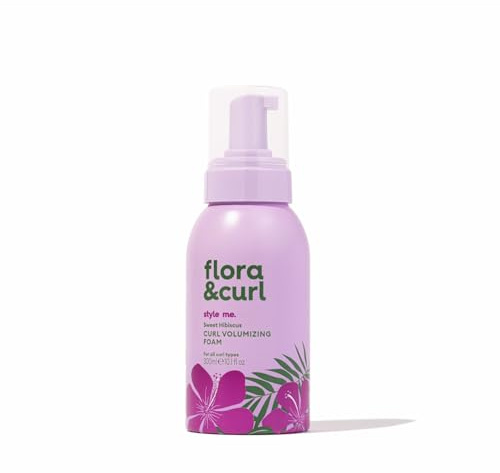 Flora & Curl Sweet Hibiscus Curl Volumizing Foam | Lightweight Botanical Styling Mousse with Aloe Vera, Rice & Soy Protein, Hibiscus Extract & Sweet Almond Oil | for All Curl Types | 300ml
