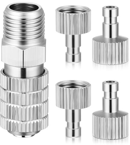 OUDQFCJ 5 piezas Kit de adaptadores de conexión y desconexión rápida, conectores macho y hembra, válvula de control de ajuste, accesorios de aerógrafo y compresores de aire(1/8 pulgadas)