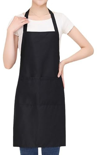 HJDJBD Schwarz Schürze,Kochschürze Damen,Apron,Schürzen,Damenschürze,Erwachsene,Unisex,Langlebig,Bequem,Backschürze,Aprons,Mit Vordertasche,Waschbar,Zum Kochen,Backen,Koch,Küche,Restaurant,Basteln