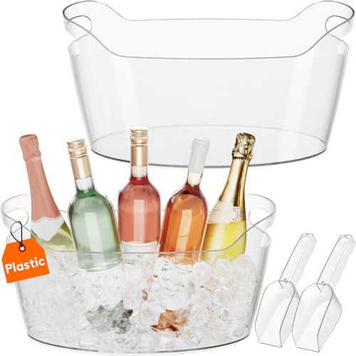 Lifewit Secchiello Ghiaccio Grande 6.5L, Porta Ghiaccio Portatile con Cucchiaio Set di 2 (in 1 Confezione), Cestello Ghiaccio per Bottiglie in Plastica per Vino, Cocktail, Bevande, Birra