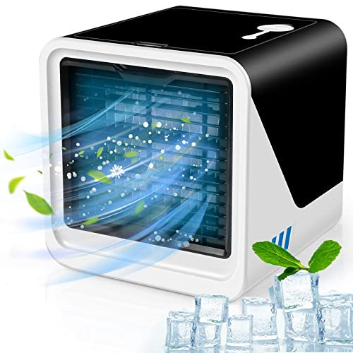 Portable Air Conditioner, Personal Space Evaporative Cooler Fan, Mini Humidifier Desktop Cooling Fan with 3 Speeds for Office, Home, Dormitory, Bedroom