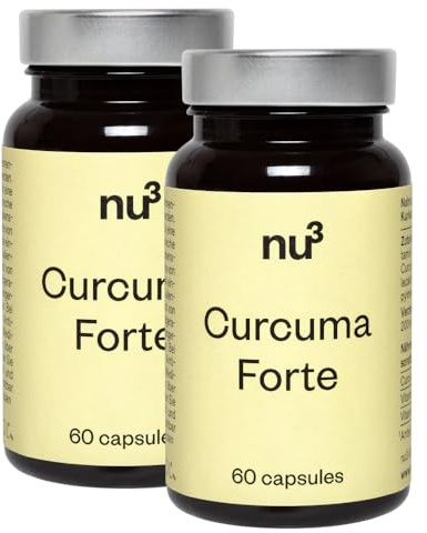 nu3 Curcuma Forte - patentiertes Mizellen-Kurkuma mit hoher Bioverfügbarkeit, unterstützt den Körper mit Vitamin C & D3, Gelatinefrei, glutenfrei, ohne Konservierungsstoffe 2x60 vegetarische Kapseln