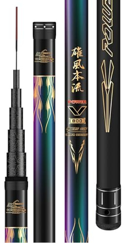 ZFF Ultra Lange Carbon Angelruten 8m 9m 10m 11m 12m 13m Stipprute Karpfenrute Fishing Rod Teleskop Angelrute FüR Weite WüRfe Leicht Zu Tragen Geeignet Für Flüsse Seen Ozeane(12m)