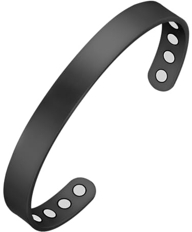 Jeracol Kupfer-Armband einstellbar Magnetarmband mit 8 Magneten(Schwarz)