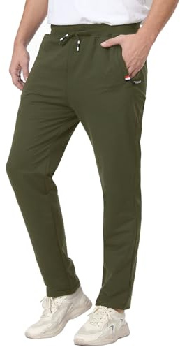 JustSun joggingbyxor för män, träningsoverall, byxor, gym, löpning, sport, vardagsbyxor med blixtlåsfickor, gRÖN, L