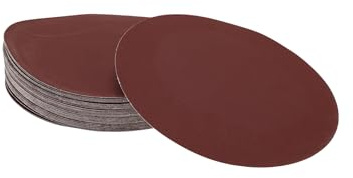 Hihaha 50 Pcs Round Sandpaper 240 Grit Hook and Loop Sanding Sheets Universal for Automotive Refinishing Woodworking 150x150mm Aluminum Oxide Red