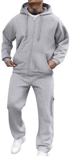 Tuta Da Ginnastica Uomo Comodo Larghi Felpe Con Cappuccio E Pantaloni Fitness Tinta Unita Jogging Completi Sportivi Leggera Con Tasche Abbigliamento Sportiva Palestra Manica Lunga Tuta 2 Pezzi