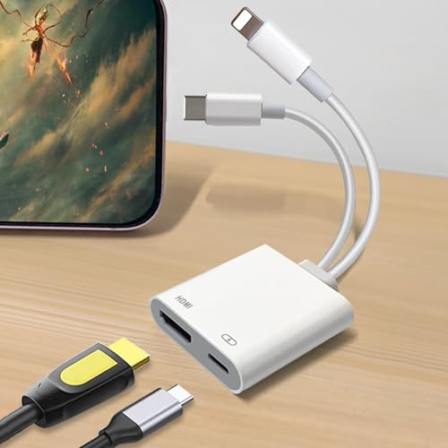 USB-C and Light-ning to HDMI Adapter for i-Phone ipad to TV 4K@60Hz, 2-in-2 M-Fi Certified Light-ning/Type-C Digital AV HDMI Adapter 2.0 Cord Compatible with i-Phone 17 16 15 14 i-pad Samsung, Switch
