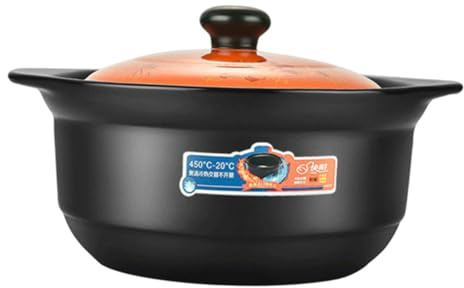 Garneck Olla de para Guisos Cazuela Resistente al Calor con Tapa para Cocina Doméstica para Estofados Sopas y Arroz Compatible con Cocina de Gas Fácil de Limpiar