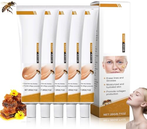 1/2/3/4/5 pcs Bienenvenom Faltenentfernungscreme, Professional Bienengift Anti-Falten-Creme, Lifting & Straffende Gesichtscreme, Bienengift Faltencreme, Bienengiftsalbe für Alle Hauttypen (5PCS)