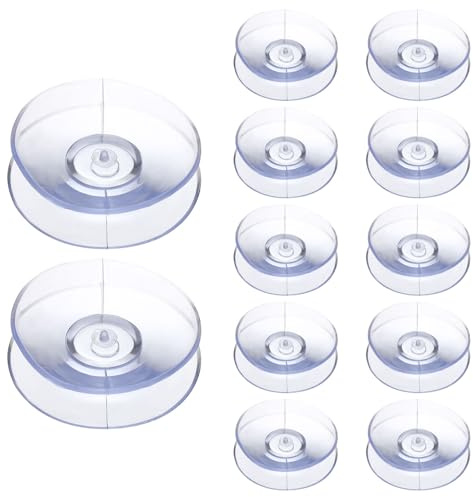 QUARKZMAN 12 Pack Ventouses Double Face 1.4 inch pour Tables De Jardin | Cales En Verre, Pads En Silicone Transparent Avec Pare-Chocs Supérieurs, Pour Miroirs, Pour Planches À Découper