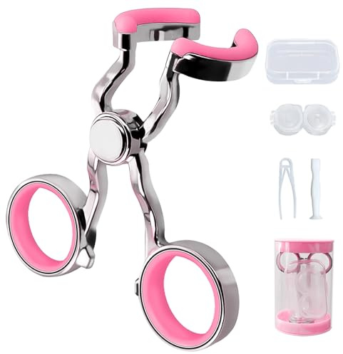 Contact Lens Applicator Tool, Gentle Suction Cup & Tweezer Set for Easy, Hygienic Insertion and Removal of Soft Contact Lenses, Elegant Rose Pink