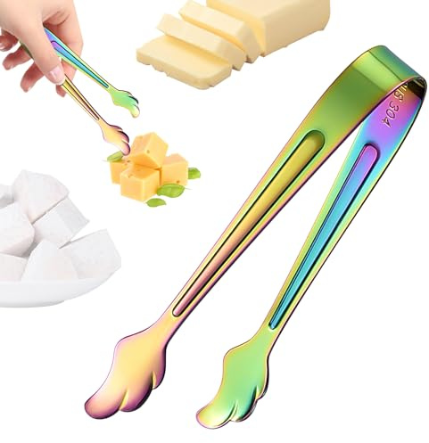 Pinzas de azúcar de acero inoxidable – Pinzas para servir | Pequeñas pinzas para cubitos de hielo para cubitos de azúcar, malvaviscos y de goma – Pinzas de cocina multifuncionales para buffet y