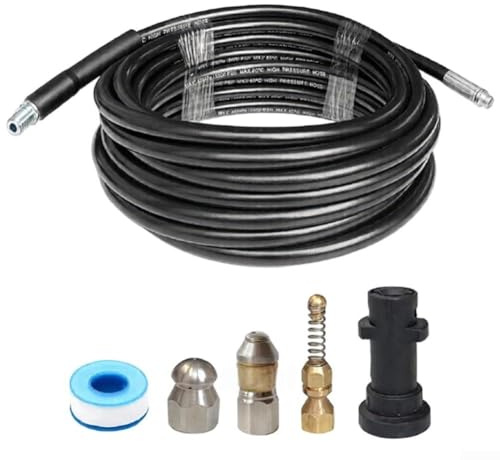 Hasaller Kit de débouchage d'égout haute pression pour Karcher K2 K3 K4 K5 avec 3 buses en métal et caoutchouc 10 m, 15 m, 20 m