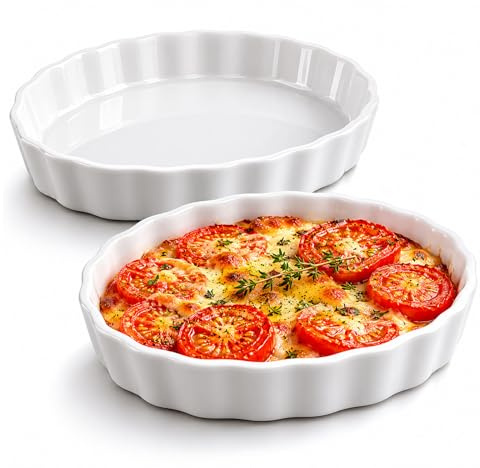 WakiHong 2 Articles Moule à Tarte Rond 12cm Moule de Cuisson en Porcelaine | Moule Tarte Renversée pour les Muffins, les Tartes à la Crème, les Pizzas