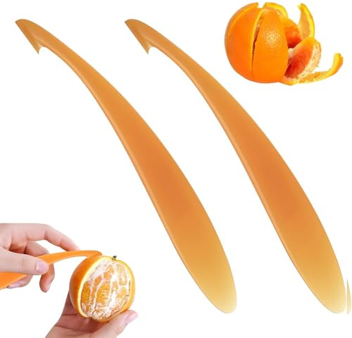 2 PCS Orange Peeler,Plastic Orange Peeler Tool with Long Handle,Long Handled Speed Peelers,for Oranges Lemons Mangoes Portable Kitchen Gadget,Handy Fruit Peeling Accessory for Home or Travel