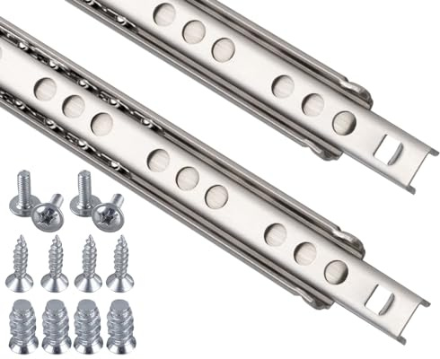 Stahlia Schubladenschienen (1 Paar) Edelstahl Teilauszug H: 17 / L: 374mm Schubladenauszug Schrankauszug Teleskopauszug Schubladenführung Schienen