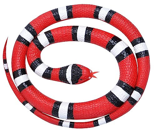 WILD REPUBLIC 20773 Serpent en caoutchouc écarlate, orange/blanc/noir, 117 cm
