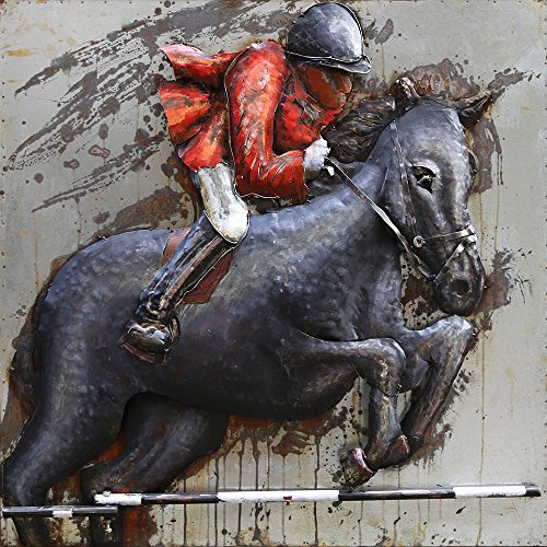 Vintage Line Handgefertigtes Metallbild Horse ca. 100x100 cm Kunst Bild 3D-Optik Wandbild