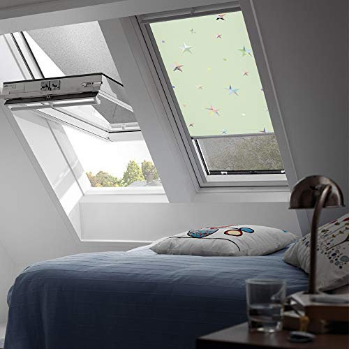 VELUX Original Verdunkelungsrollo Rollo für GGL, GHL, GTL, GPL, GGU, GHU, GTU, GPU/PK06/Stofffarbe Disney 4661/Grüne Sterne/DKL PK06 4661S