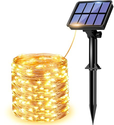 litogo Luci Solari Esterno, 12m 120 LED Catena Luminosa Esterno Filo Luci Led 8 modalità Lucine da Esterno Decorative Per Giardino, Natale, Patio, Cancello, Cortile, Matrimonio, Festa