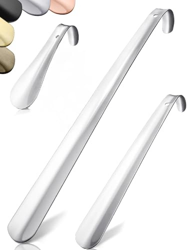 JK Trade® Set med 3 stabila skohorn och rostfritt stål | 15, 29 & 42cm | Skohorn i roststekt stål kort, medium & lång | Snabbt & enkelt på ryggen | Optimerad Längd & bredd | Företag | Modernt