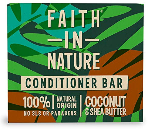 Faith In Nature Natural Coconut & Shea Butter Conditioner Bar, Hydrating, Vegan & Cruelty Free, No SLS or Parabens, For Normal to Dry Hair, 85g