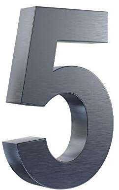 3D Hausnummer 5 Edelstahl anthrazit RAL7016 Arial Hausnummernschild Gebäudenummer Türnummer für die Montage im Außenbereich Rostfrei Witterungsbeständig Pflegeleicht Schriftart Arial