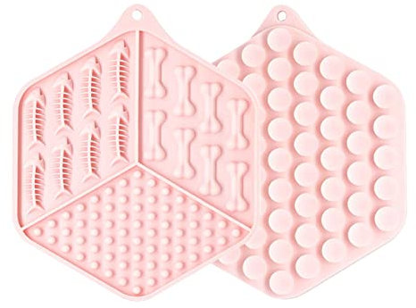 Koomiao Leckmatte für Hunde,Leckmatte Hund Mit Super Starke Saugkraft,Lick Pad Hund zum Baden, Pflegen und Hundetraining von Haustieren (Rosa)